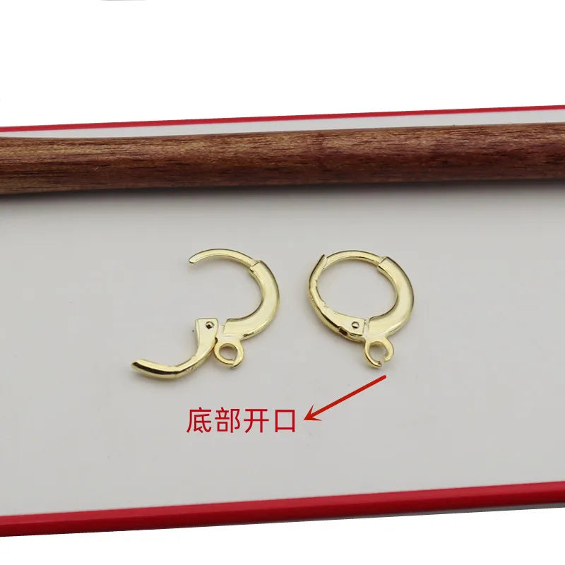 1 Pair Solid 925 Sterling Silver Round Leverback Earring Hook 18K Gold Color for Jewelry Making DIY Accessories Finding