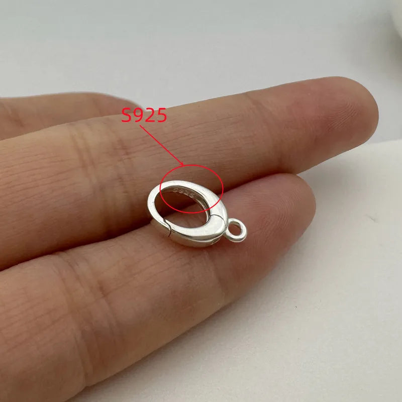 1PCS Solid 925 Sterling Silver Lobster Buckle Spring Buckle Pearl Chain Connector DIY Accessories Making Components Finding