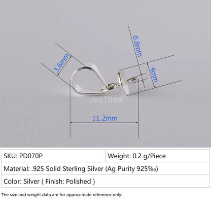925 Silver Pendant Bail Connector with Pearl Cup Pin, Silver Pendant Bail with Cup Glue-on Pendant Connector for Jewelry Making