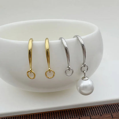1Pair Solid 925 Sterling Silver Earring Hooks 18k Gold Color 9x14mm Simple DIY Jewelry Accessories Making Components
