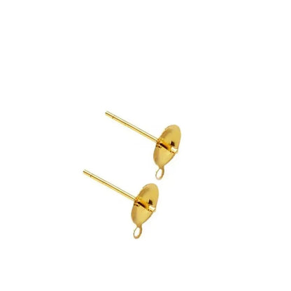 1Pair Solid 925 Sterling Silver Earring Settings  Plate Neddle with Closed Jump Ring DIY Accessories Making  18k Gold Color