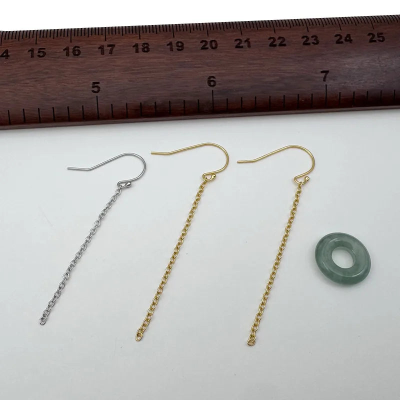 1Pair Solid 925 Sterling Silver Earring Hooks with 4CM Wires DIY Accessories Making for Circle Beads