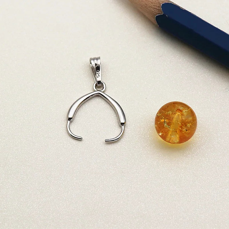22mm Solid Sterling Silver Bail Pendant Connector Pinch Bail for Round Beads Jewelry Necklace Pendant Making Components DIY
