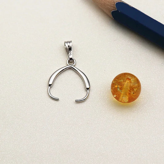 22mm Solid Sterling Silver Bail Pendant Connector Pinch Bail for Round Beads Jewelry Necklace Pendant Making Components DIY