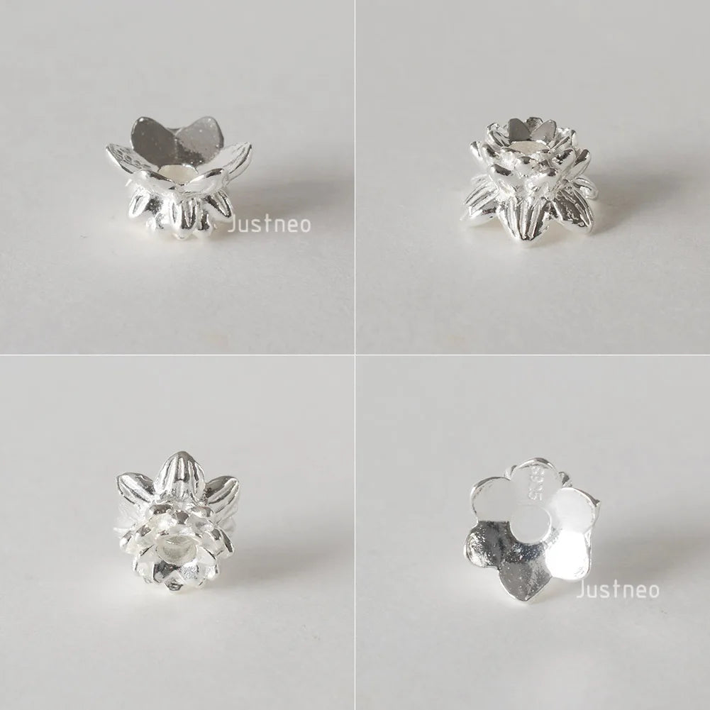 925 Sterling Silver Double Side Flower Beads Caps Spacer Beads for DIY Bracelet Necklace Jewelry Making
