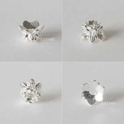 925 Sterling Silver Double Side Flower Beads Caps Spacer Beads for DIY Bracelet Necklace Jewelry Making