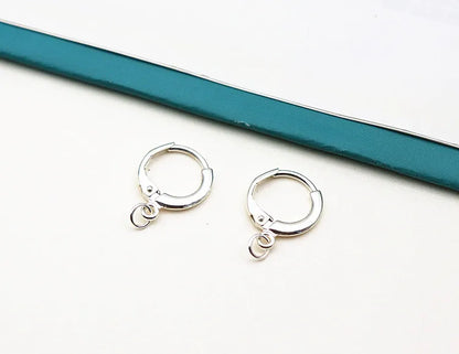 Solid 925 Sterling Silver Earring Hook Leverback Round Earwire with Open Jump Ring Connector for Jewelry Making DIY Accessories