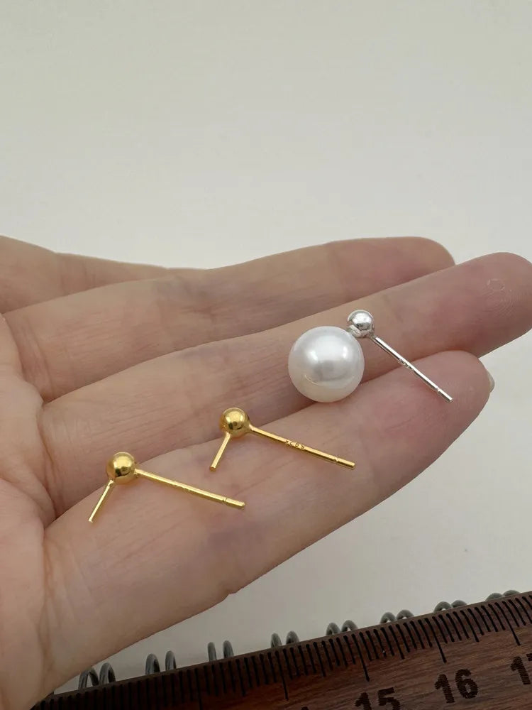 1Pair Solid 925 Sterling Silver 3mm Earring for Round Pearl beads DIY Accessories Making Components Finding
