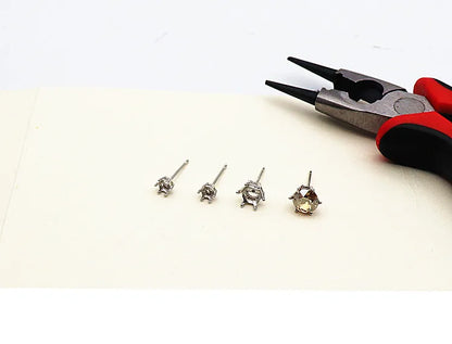 925 Sterling Silver DIY Accessories Earring Stud 6 Claw Settings for Round Crystal Beans Inlaying Findings Jewelry 6 5 4 3mm