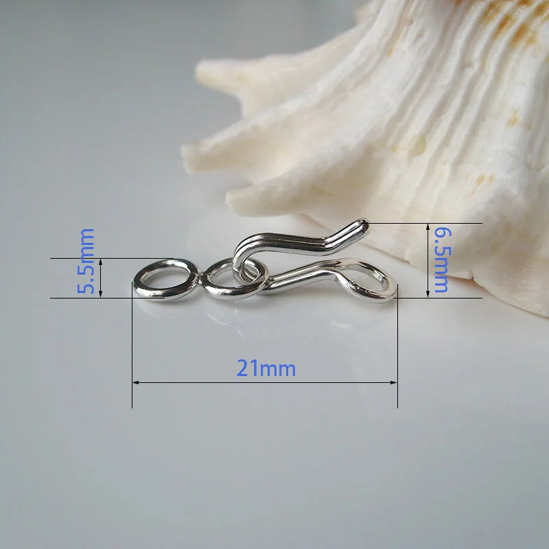 clasp,12mm (rhodium plated) solid 925 Sterling Silver  hook-and-eye clasps for necklace/bracelet components, 1 piece/lot