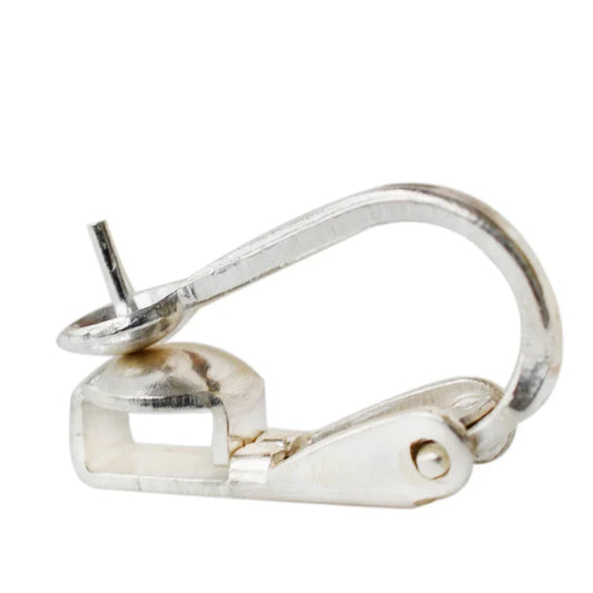 clip on earring findings,solid 925 sterling silver hinged earclip hook fittings for No pierced ears diy jewelry, 1 pair