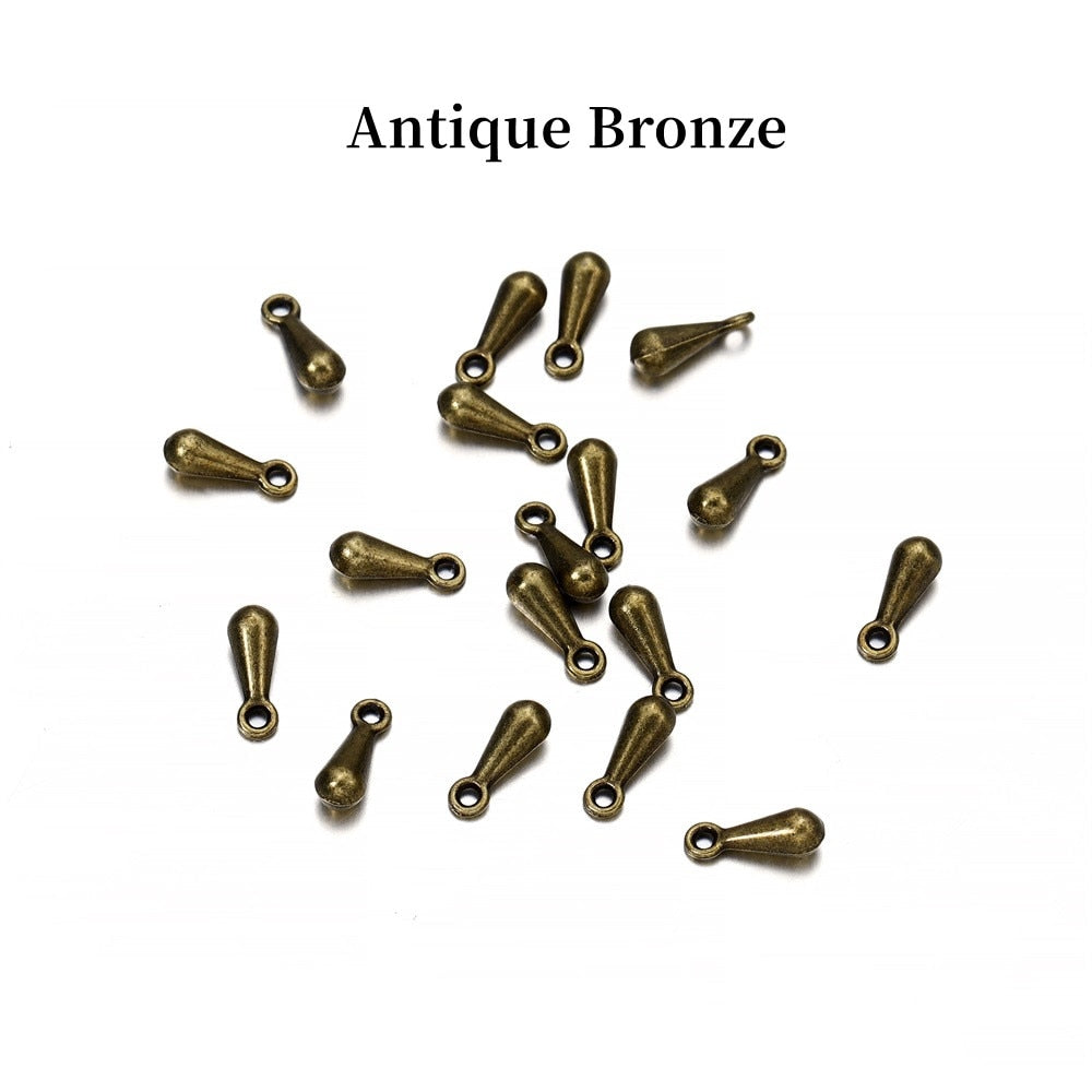 Gold Copper Water Drop End Beads 2x7 3x9mm, 200pcs
