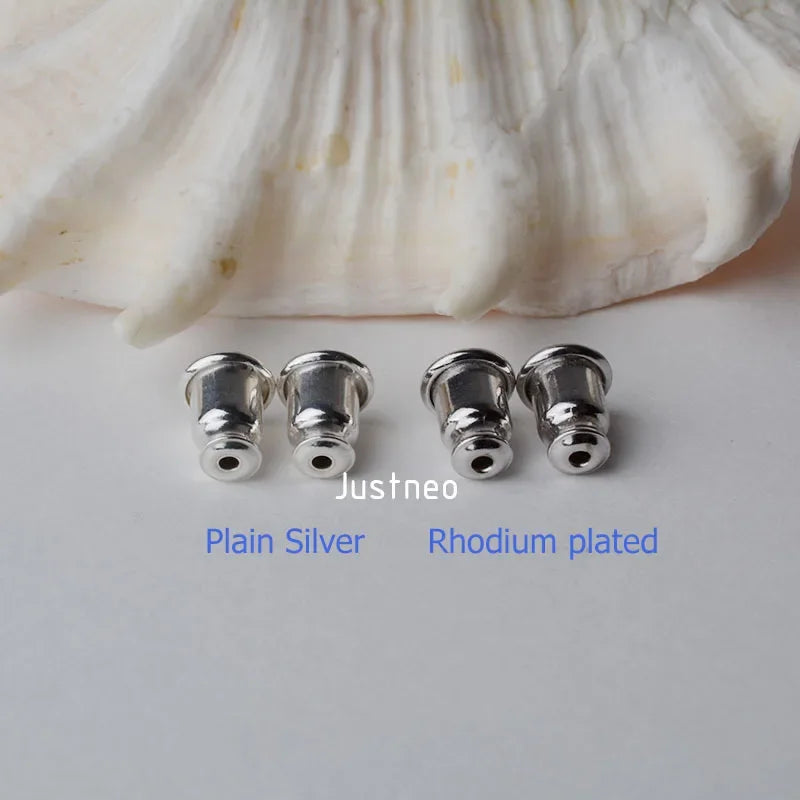 earnut,  solid 925 sterling silver earring backs,earring friction back stopper for stud earrings, 1 pair