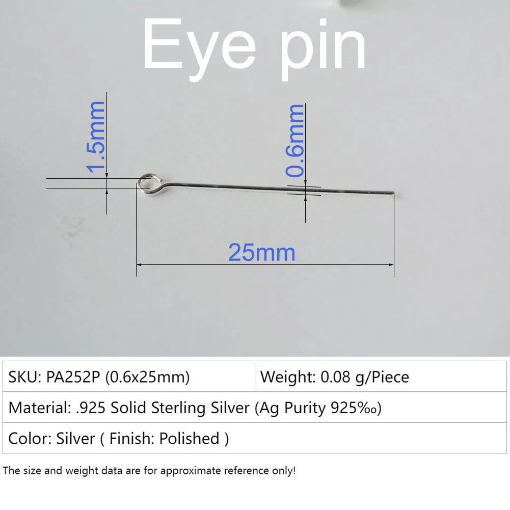 925 Sterling Silver head pins for jewelry making supplies, t needle pins