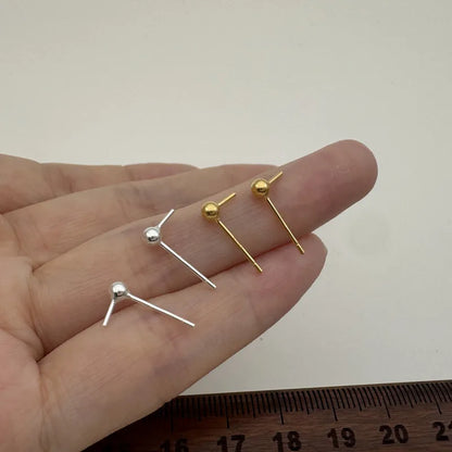 1Pair Solid 925 Sterling Silver 3mm Earring for Round Pearl beads DIY Accessories Making Components Finding