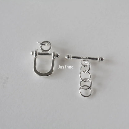925 Sterling Silver Horseshoe Shape Toggle Clasp, Real Silver OT Bar Closure for Handmade Jewelry Design