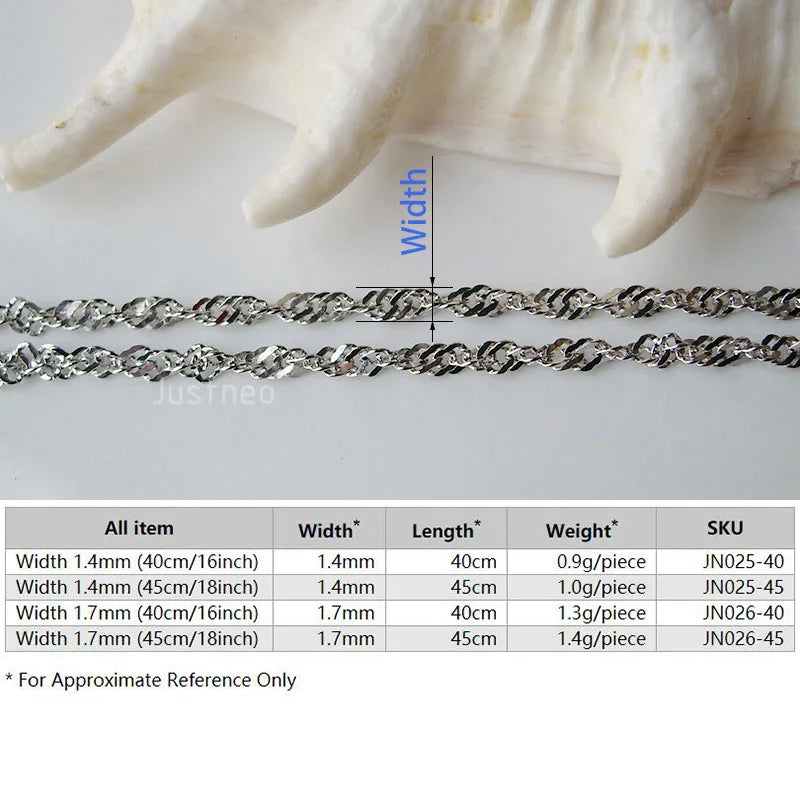 Solid 925 Sterling Silver Singapore Chains, Twisted Rope Necklace For Women.