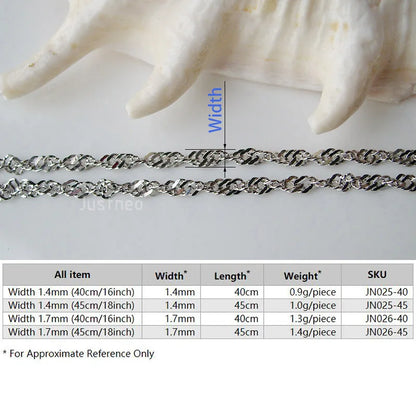 Solid 925 Sterling Silver Singapore Chains, Twisted Rope Necklace For Women.