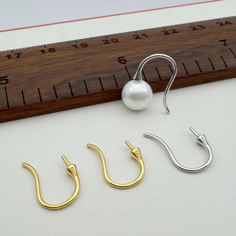 1Pair Solid 925 Sterling Silver Pear Empty Hook Earring DIY Accessories Making Semi-Finished Components Jewelry