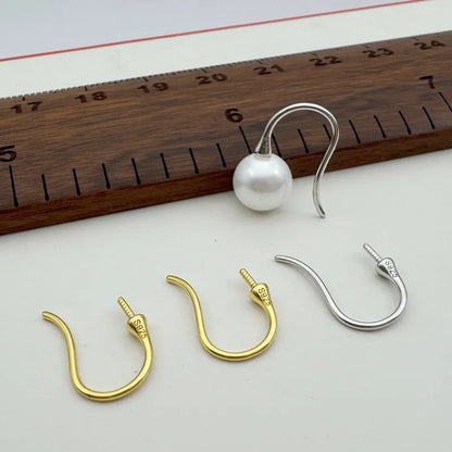 1Pair Solid 925 Sterling Silver Pear Empty Hook Earring DIY Accessories Making Semi-Finished Components Jewelry