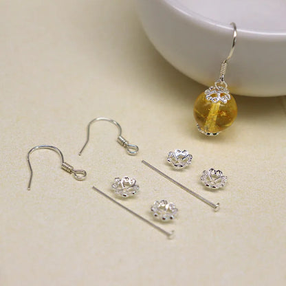 1Pair 925 Sterling Silver Earrling Settings Diy Jewelry Making Components For Round Beads Findings