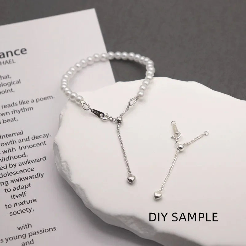1PCS Solid 925 Sterling Silver Silicone Chopin Extended Chain Adjusting Chain Bracelet Necklace DIY Jewelry Finding