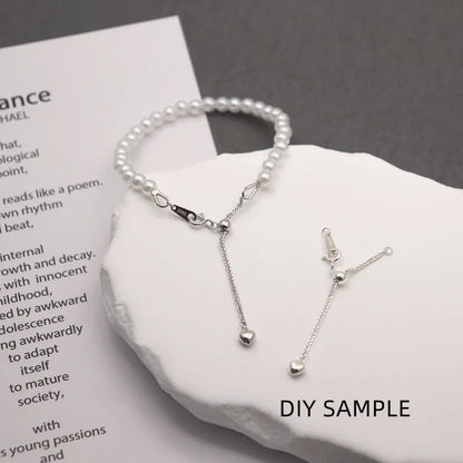 1PCS Solid 925 Sterling Silver Silicone Chopin Extended Chain Adjusting Chain Bracelet Necklace DIY Jewelry Finding