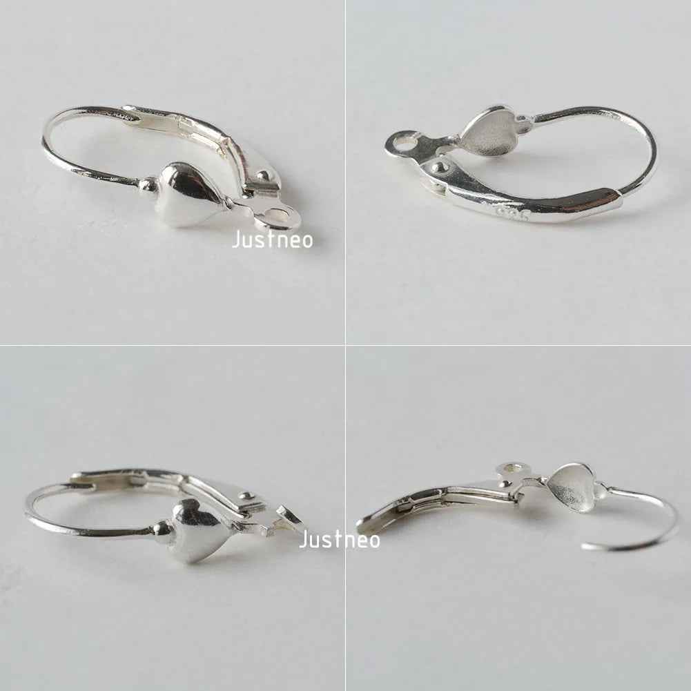 Solid 925 Sterling Silver Hinged French Leverback Eearwire Hook Findings , snap hook for Earring Jewelry DIY