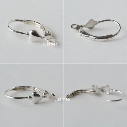 Solid 925 Sterling Silver Hinged French Leverback Eearwire Hook Findings , snap hook for Earring Jewelry DIY