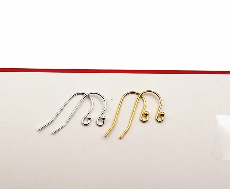 1Pair Solid 925 Sterling Silver Earring Hook 0.7*21mm with 2mm Ball DIY Components Jewelry Making Accessories Finding