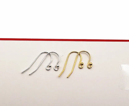 1Pair Solid 925 Sterling Silver Earring Hook 0.7*21mm with 2mm Ball DIY Components Jewelry Making Accessories Finding