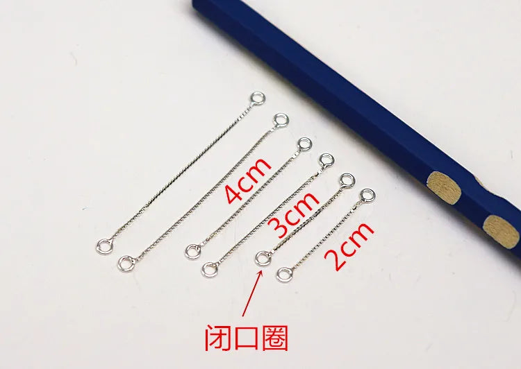 1 Pair Solid 925 Sterling Silver Earring Wire Box Chain 2-4cm for Ear Dangle Making Jewelry DIY Components