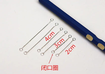 1 Pair Solid 925 Sterling Silver Earring Wire Box Chain 2-4cm for Ear Dangle Making Jewelry DIY Components