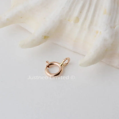 14k gold clasp,5mm solid 14karat yellow/rose gold spring ring buckle for pendant necklace bracelet gold jewelry diy making