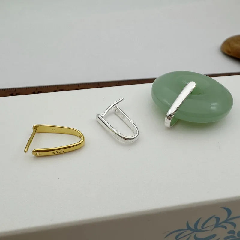 1PCS Solid 925 Sterling Silver Pendant Connector for Jade DIY Jewelry Making Buckle with Neddle Accessories