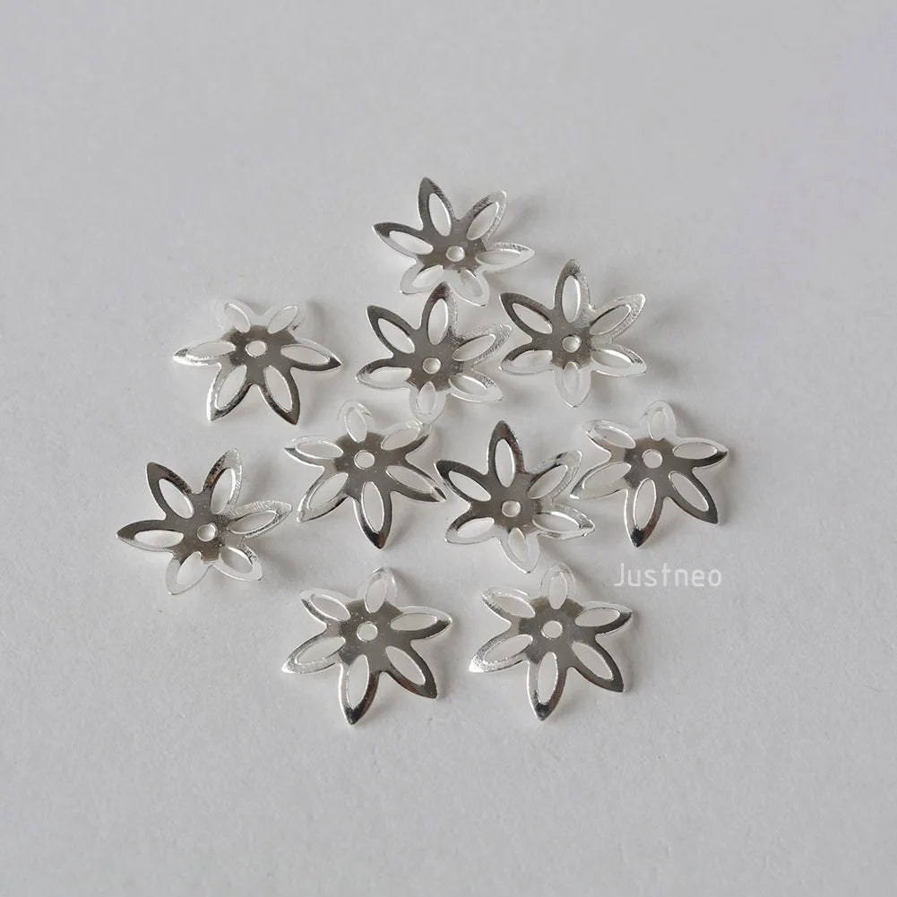 solid 925 sterling silver flower bead cap, spacer bead caps, jewelry DIY silver findings/components