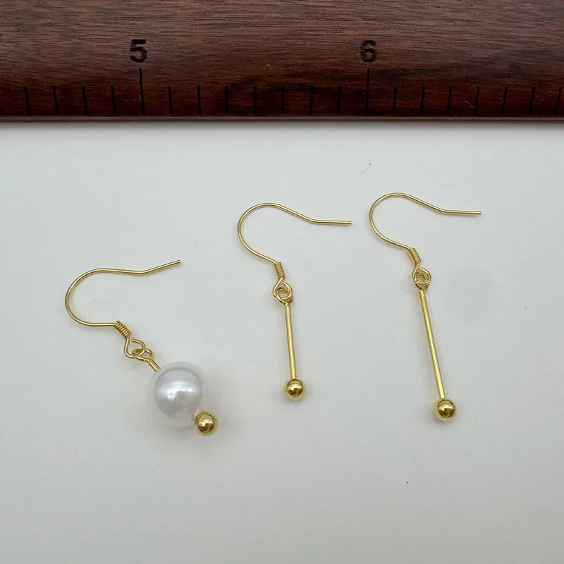 1Set Solid 925 Sterling Silver Earring Setting Screw 1cm 18k Gold Color for Round Beads DIY Accessories Jewelry Making