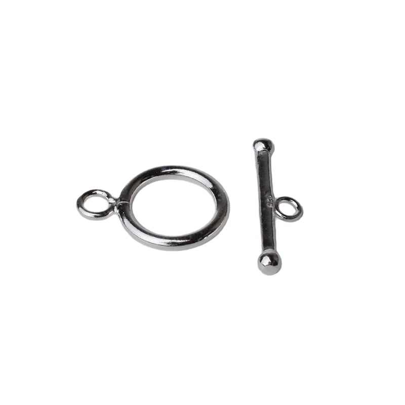 Solid 925 Sterling Silver Circle Toggle Clasp