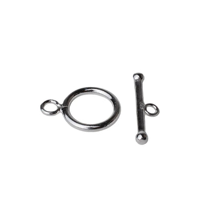 Solid 925 Sterling Silver Circle Toggle Clasp