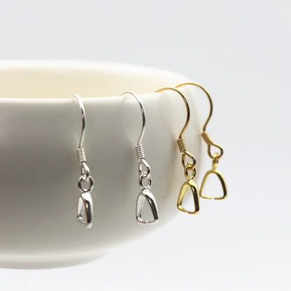 1Pair Solid 925 Sterling Silver Earring Hook with Small Pinch Clasp Connector Clip Bail Pendant DIY Jewelry Findings Accessories