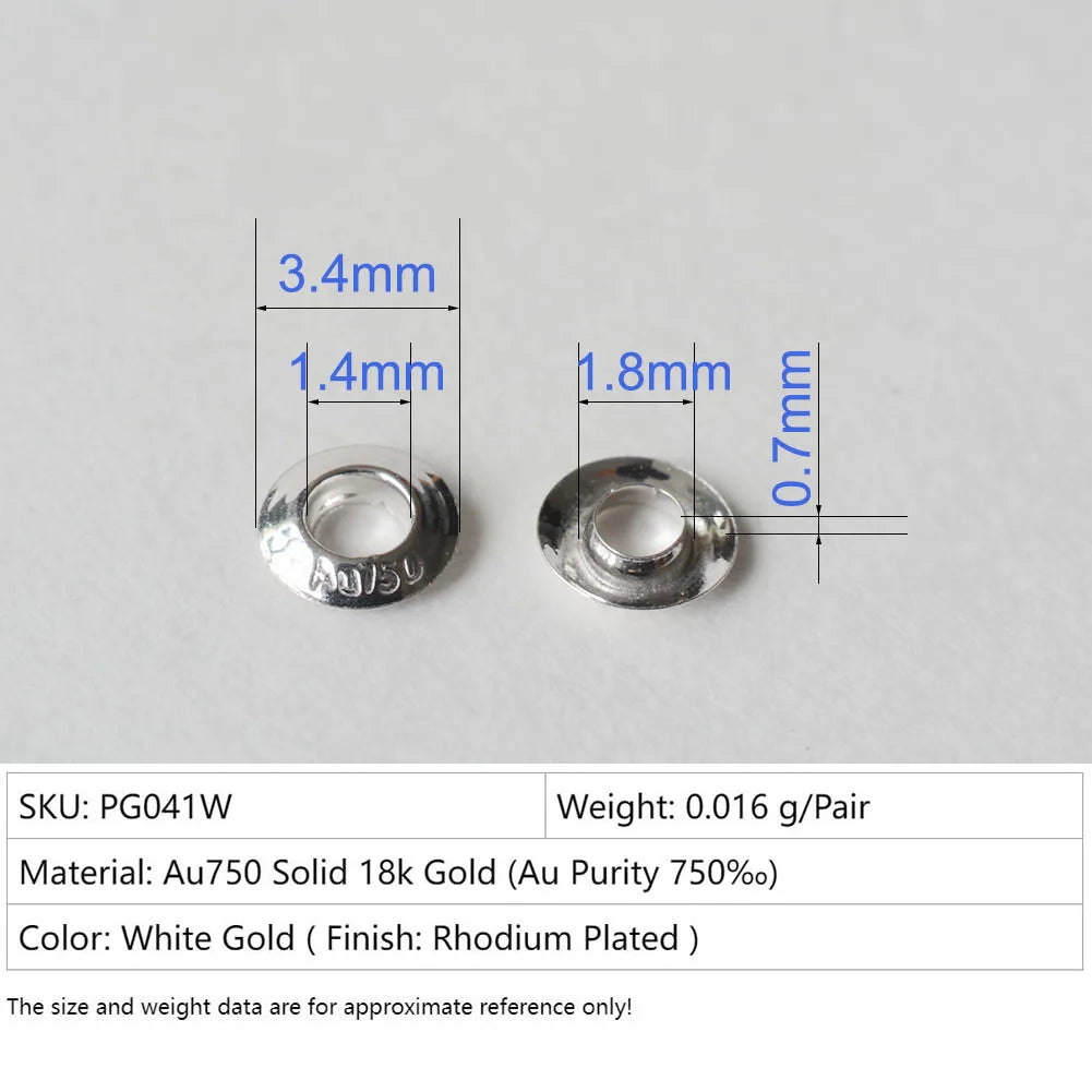 AU750 Solid 18k Carat Gold Eyelet Rivets for Big Hole Beads, jewelry DIY gold findings/components