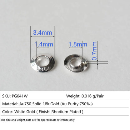 AU750 Solid 18k Carat Gold Eyelet Rivets for Big Hole Beads, jewelry DIY gold findings/components