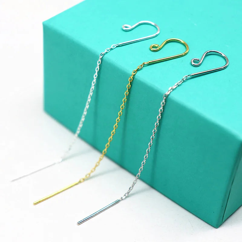 1 Pair Earring Wire Solid Stering Silver Ear Hook with Open Loop Dangle for DIY Jewelry Making Components Findings Accessories