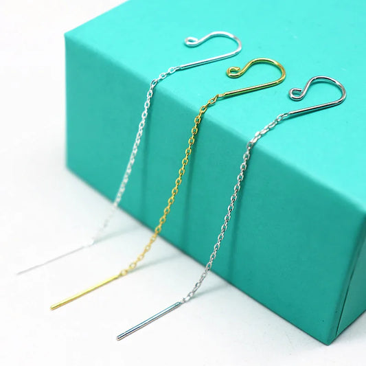 1 Pair Earring Wire Solid Stering Silver Ear Hook with Open Loop Dangle for DIY Jewelry Making Components Findings Accessories