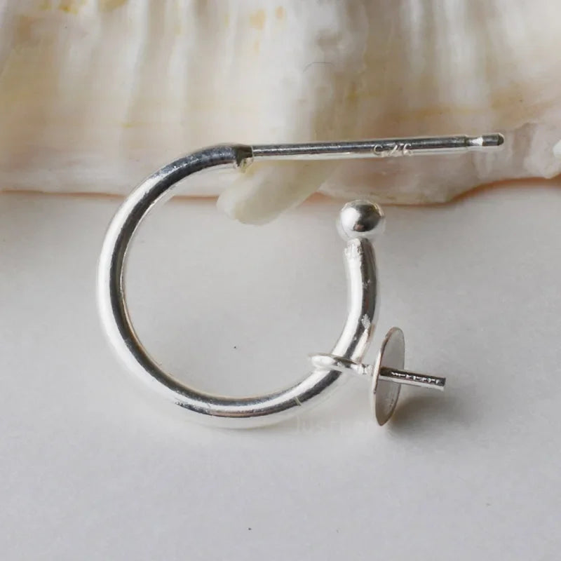 Solid 925 Sterling Silver Earring Findings Eearwire Hook with Pin for Women Earring Jewelry DIY ,1pair
