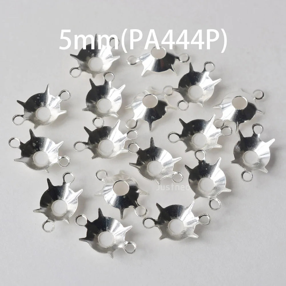 925 Sterling Silver CZ Link Connector Component blanks Settings With Double Loops for Jewelry Making Findings