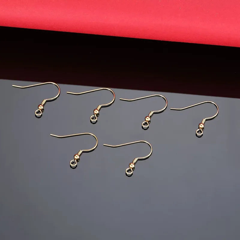 1Pair Solid 925 Sterling Silver Earring Hooks with Loop 18k Gold Color DIY Accessories Making Materials Finding