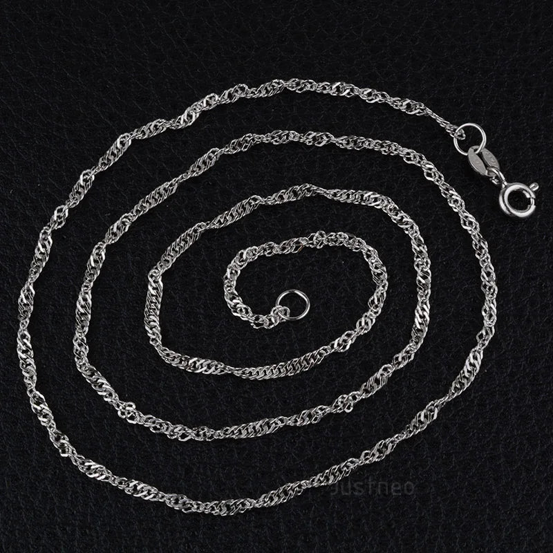 Solid 925 Sterling Silver Singapore Chains, Twisted Rope Necklace For Women.