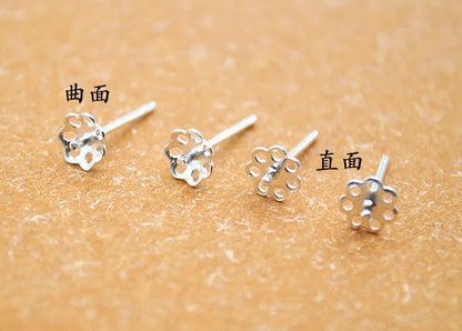 1 Pair 5mm Solid 925 Sterling Silver Earring Post Ear Studs with Cupped Pad Holding Jewelry Pearl Round Beads Making DIY