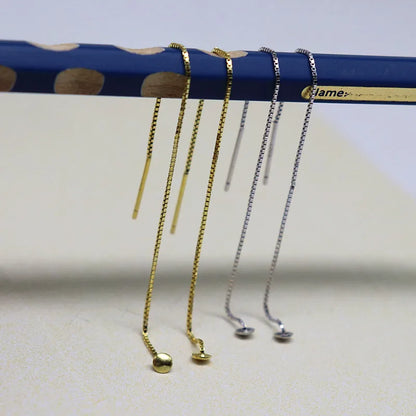 1 Pair Solid 925 Sterling Silver Earwire with Headpin EarThread Round Beads Jewelry Making DIY Finding Component Dangle Earring